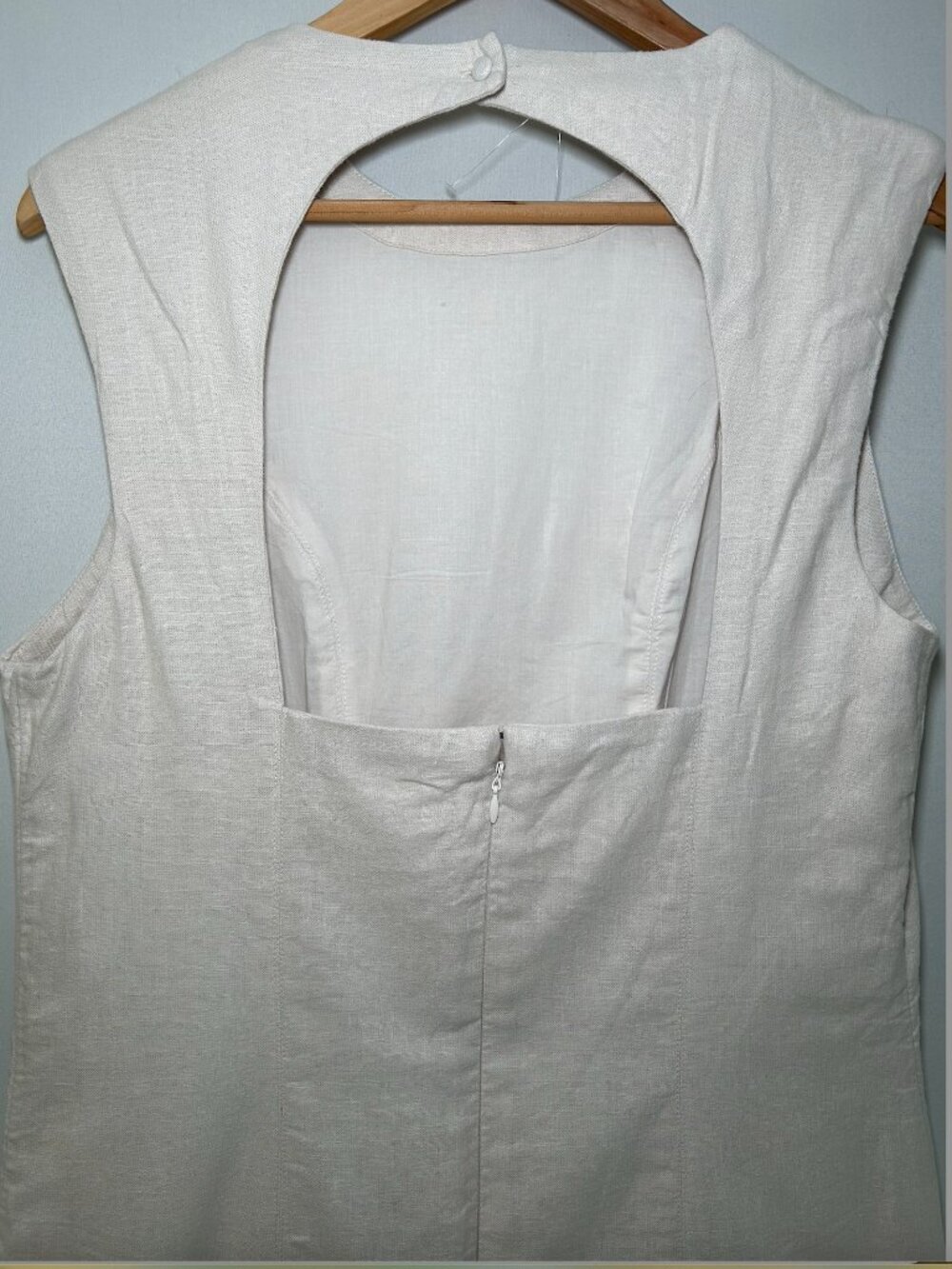 Abercrombie Linen Blend Mini Dress Cream Sleeveless Summer Shift NWT M - Picture 6 of 8